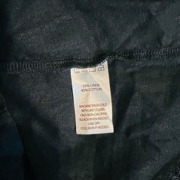 Saks Fifth Avenue Linen Blend V Neck Short Sleeve Dress Size S Small Black - Picture 5 of 8